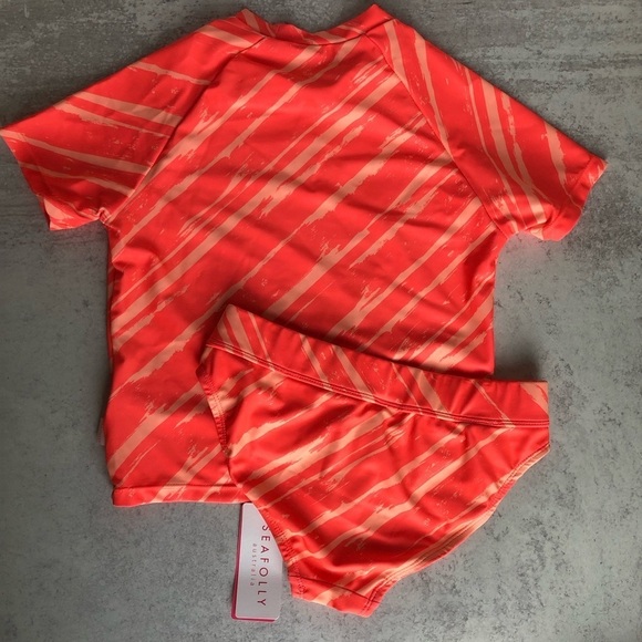Seafolly Kids Palm Cove Coral Swim Rashie Set Size 12 - Picture 3 of 8